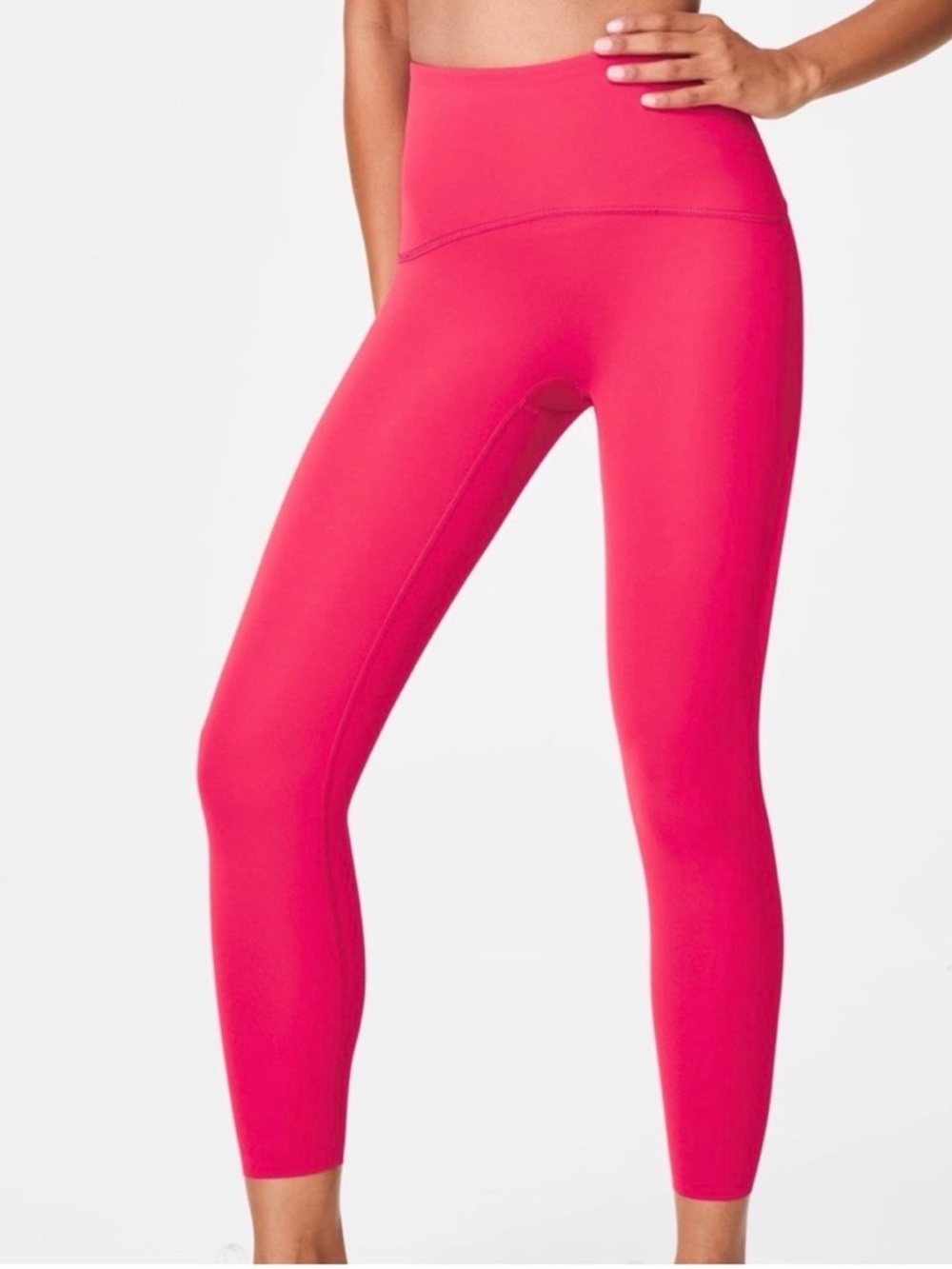 Spanx Pink Leggings Booty Boost Activewear Cropped Workout Pants Medium Stretch